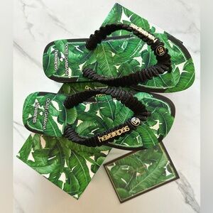 Dolce & Gabbana Havaianas | Green Banana Leaves | W 7/8 | Luxury Beach Sandals